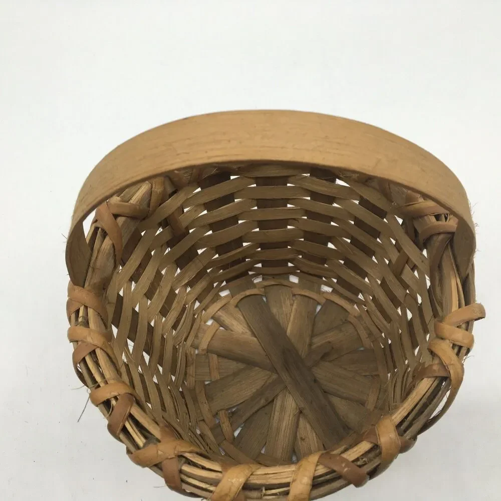 Vintage Primitive Split Oak Hand Woven Gathering Basket Cottage Core Farmhouse